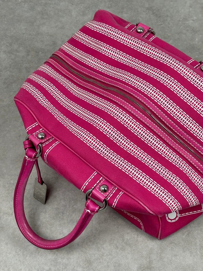 AW2010 Dolce & Gabbana Fuchsia Pink Canvas Trompe Loeil Zip Bag RAxSJDb 13