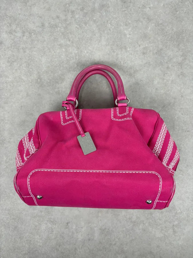 AW2010 Dolce & Gabbana Fuchsia Pink Canvas Trompe Loeil Zip Bag RAxSJDb 4