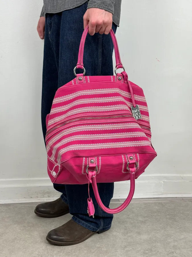 AW2010 Dolce & Gabbana Fuchsia Pink Canvas Trompe Loeil Zip Bag RAxSJDb 0