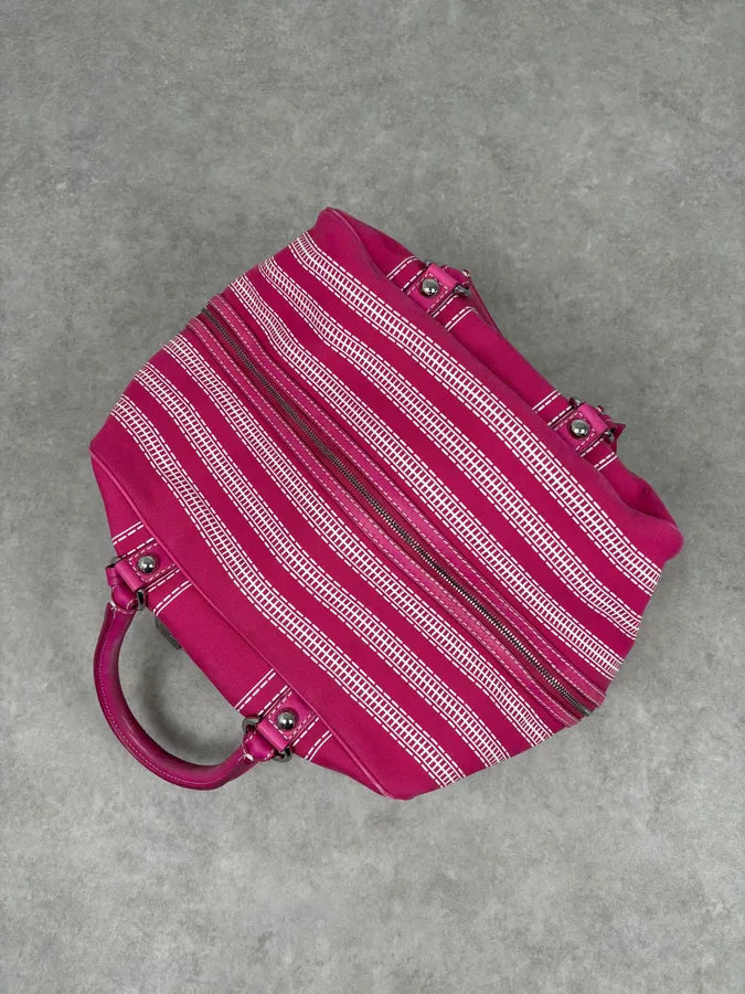 AW2010 Dolce & Gabbana Fuchsia Pink Canvas Trompe Loeil Zip Bag RAxSJDb 12