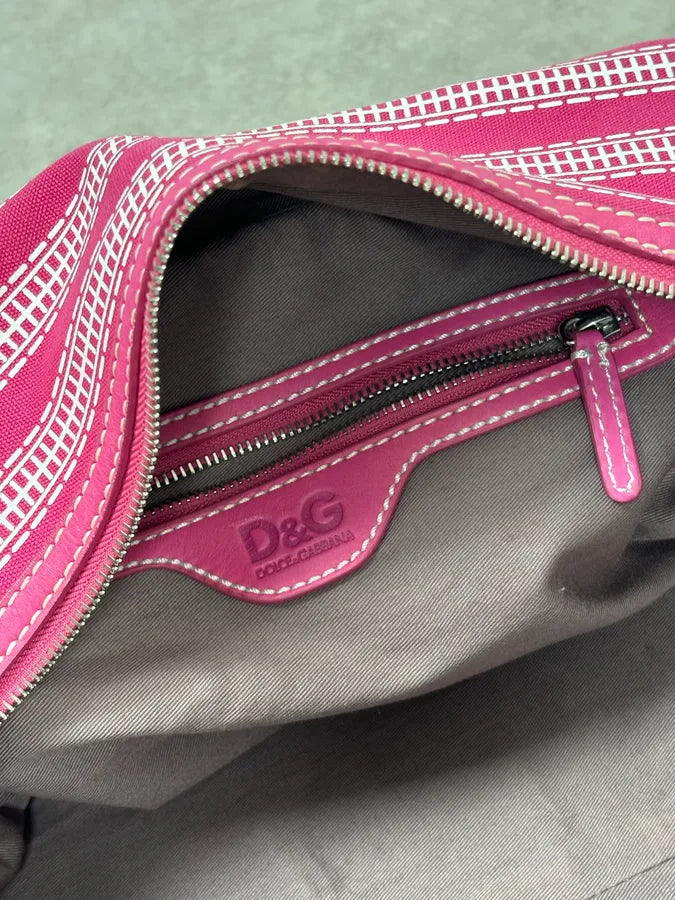 AW2010 Dolce & Gabbana Fuchsia Pink Canvas Trompe Loeil Zip Bag RAxSJDb 16