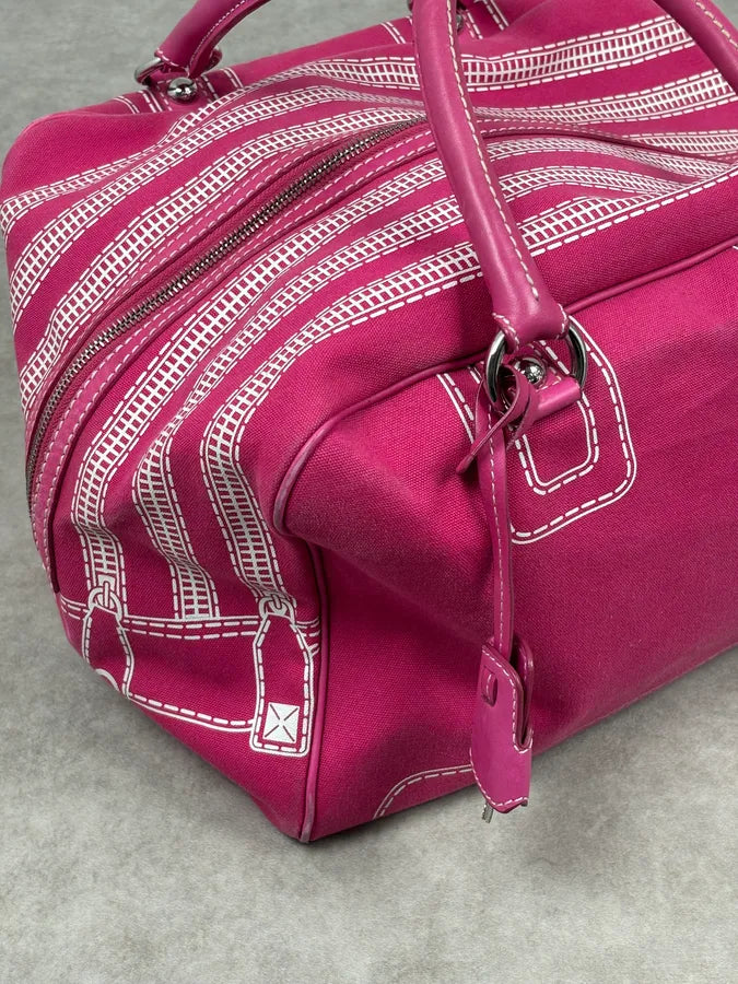 AW2010 Dolce & Gabbana Fuchsia Pink Canvas Trompe Loeil Zip Bag RAxSJDb 6