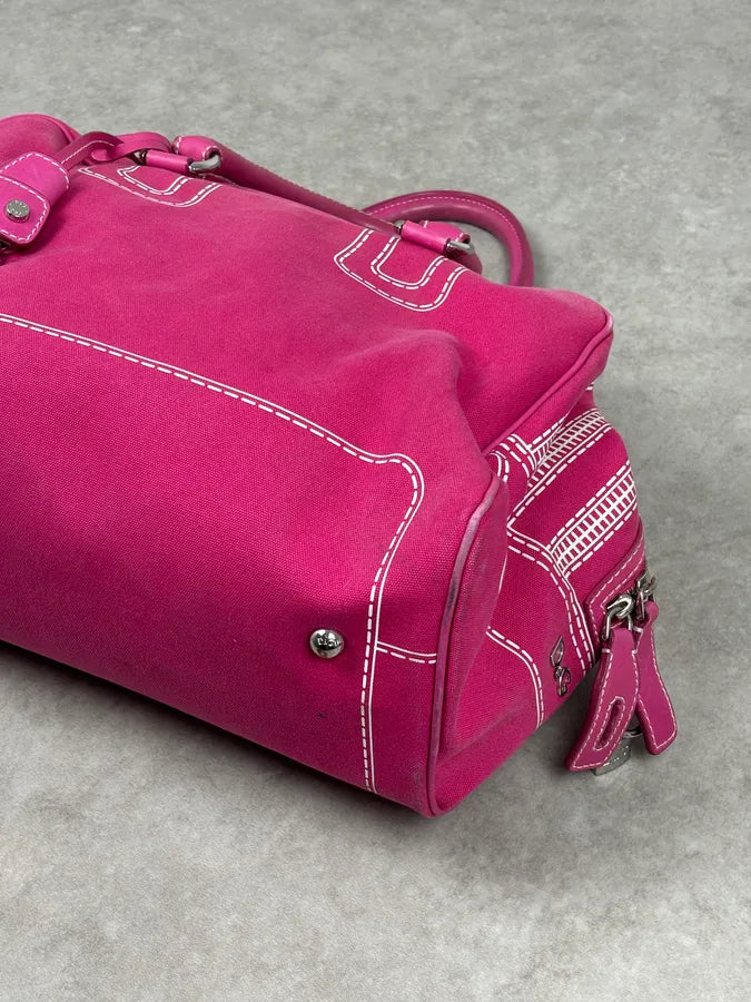AW2010 Dolce & Gabbana Fuchsia Pink Canvas Trompe Loeil Zip Bag RAxSJDb 8