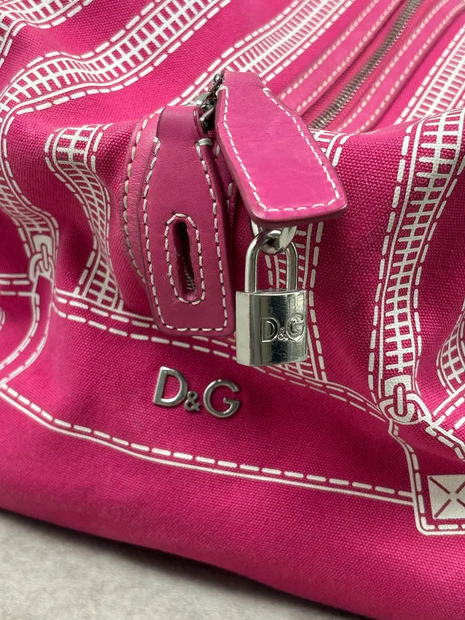 AW2010 Dolce & Gabbana Fuchsia Pink Canvas Trompe Loeil Zip Bag RAxSJDb 11