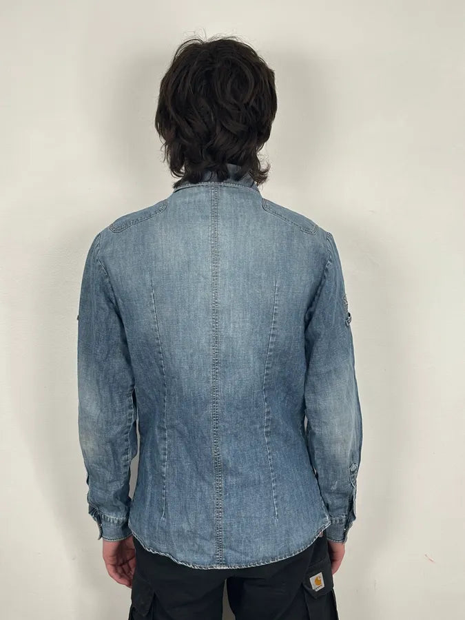 SS2004 Dolce & Gabbana Blue Bondage Cargo Denim Shirt  KZBQRZr 2