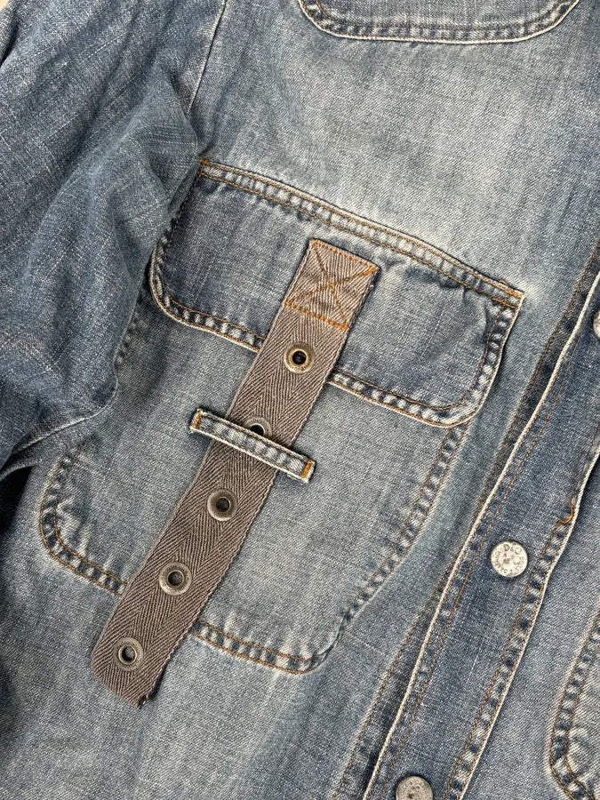 SS2004 Dolce & Gabbana Blue Bondage Cargo Denim Shirt  KZBQRZr 8