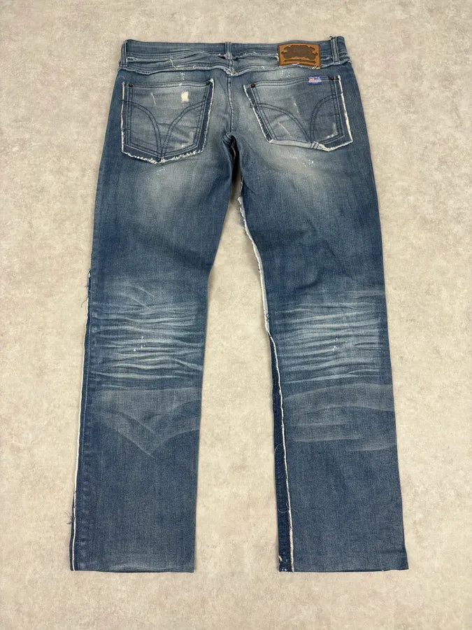 AW2006 Dolce & Gabbana Navy Distressed Jeans JAVilcI 4