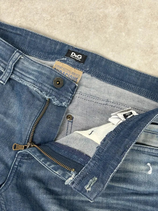 AW2006 Dolce & Gabbana Navy Distressed Jeans JAVilcI 9