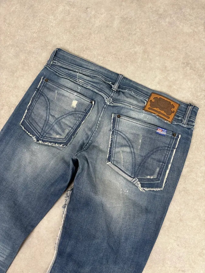 AW2006 Dolce & Gabbana Navy Distressed Jeans JAVilcI 6