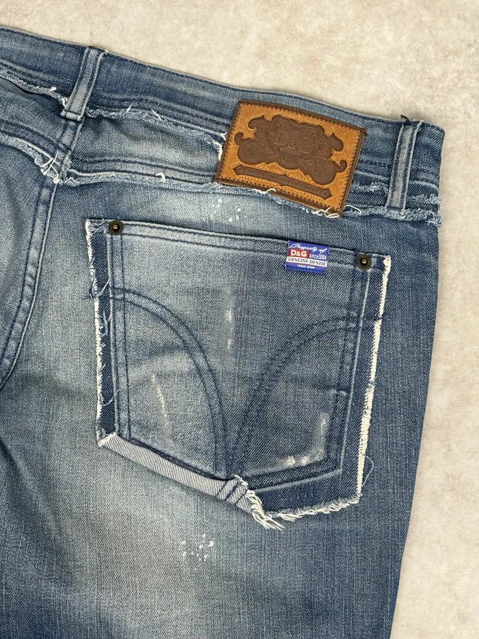 AW2006 Dolce & Gabbana Navy Distressed Jeans JAVilcI 7