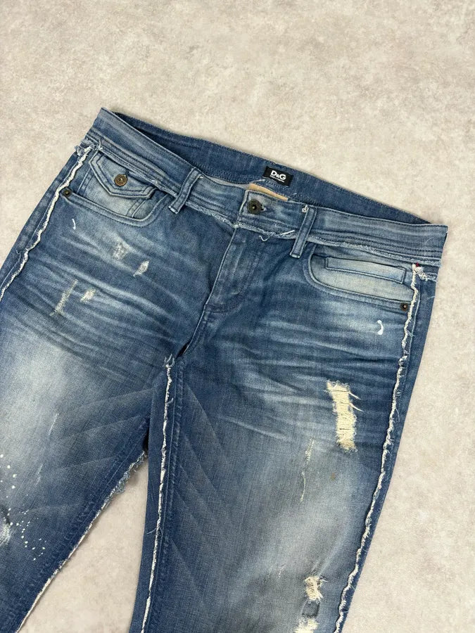 AW2006 Dolce & Gabbana Navy Distressed Jeans JAVilcI 5