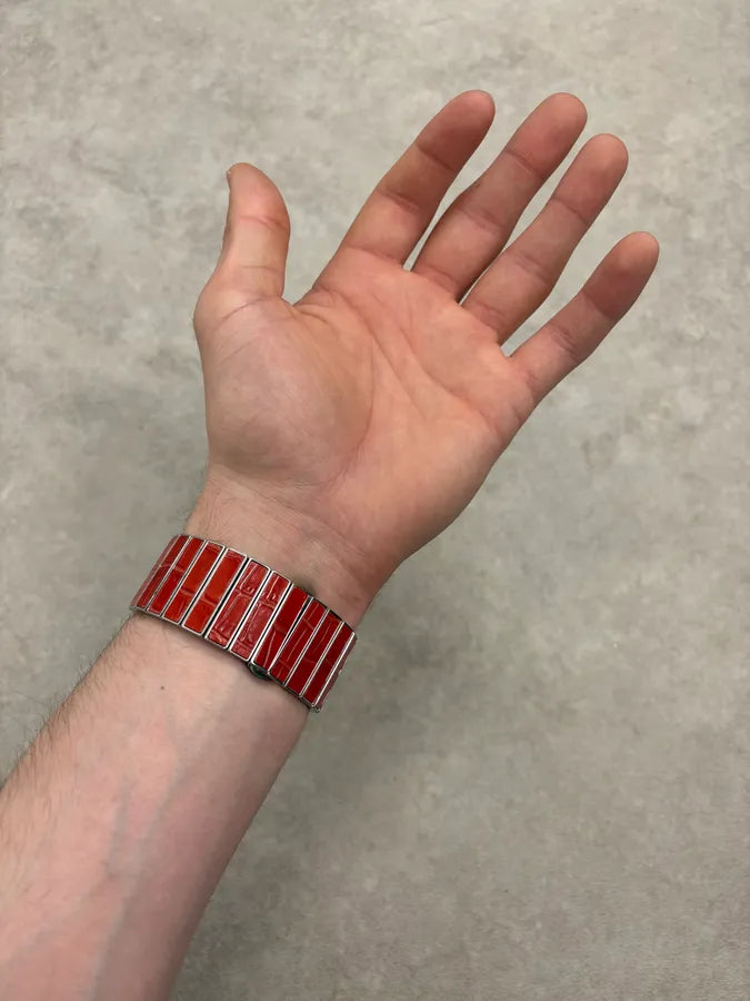 2000s Dolce & Gabbana Red Crocodile Effect Watch wUCxVSB 2