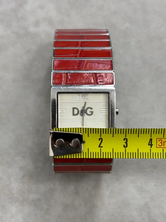 2000s Dolce & Gabbana Red Crocodile Effect Watch wUCxVSB 8