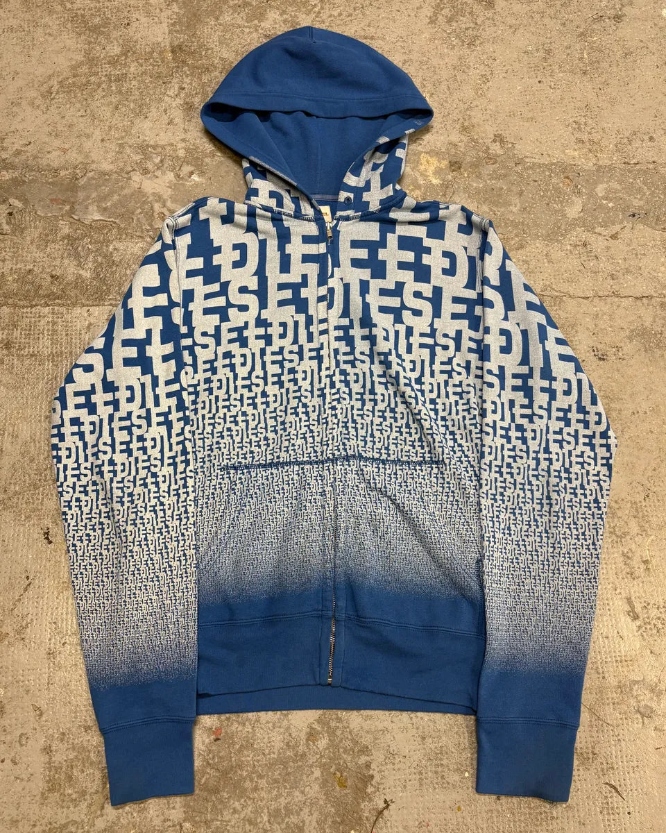 2000s Diesel 3D Logo Minimal Movement Blue White Sweater (L) jVqnORh 0