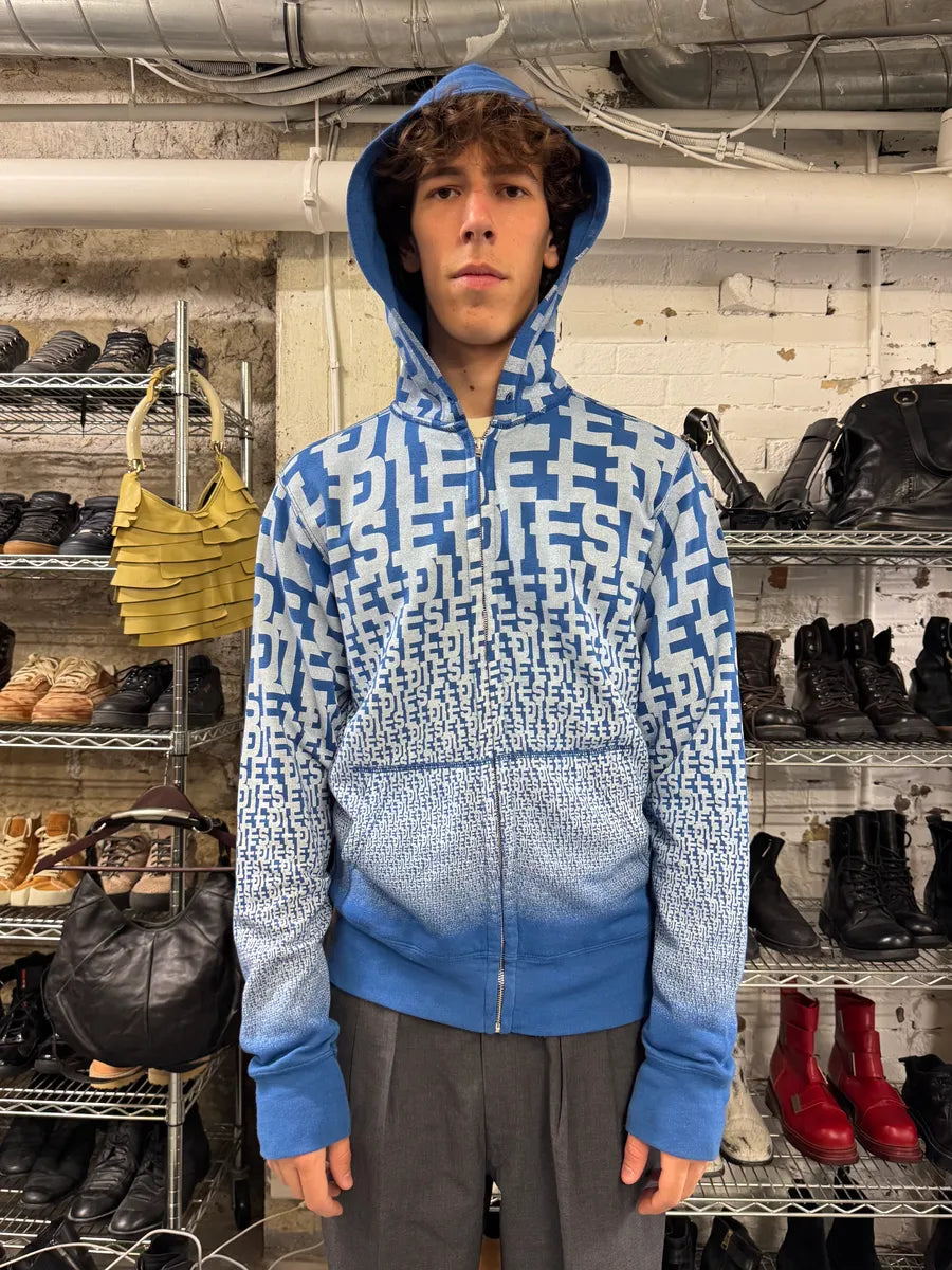 2000s Diesel 3D Logo Minimal Movement Blue White Sweater (L) jVqnORh 1