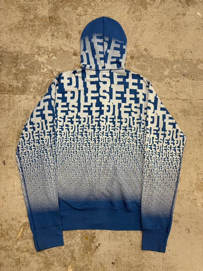 2000s Diesel 3D Logo Minimal Movement Blue White Sweater (L) jVqnORh 4