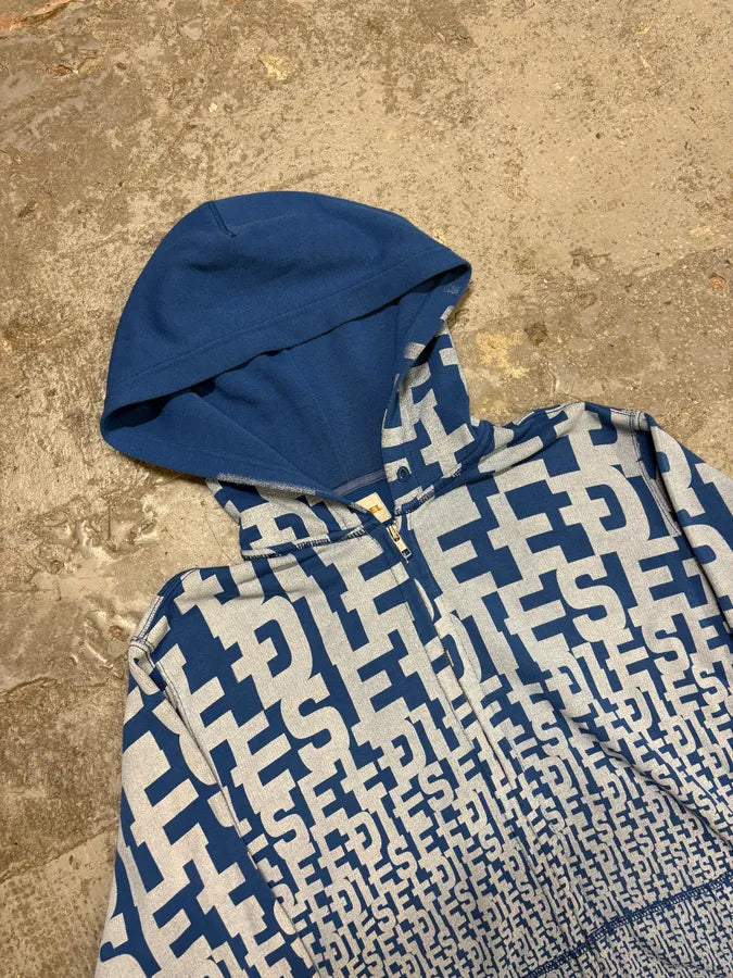 2000s Diesel 3D Logo Minimal Movement Blue White Sweater (L) jVqnORh 6