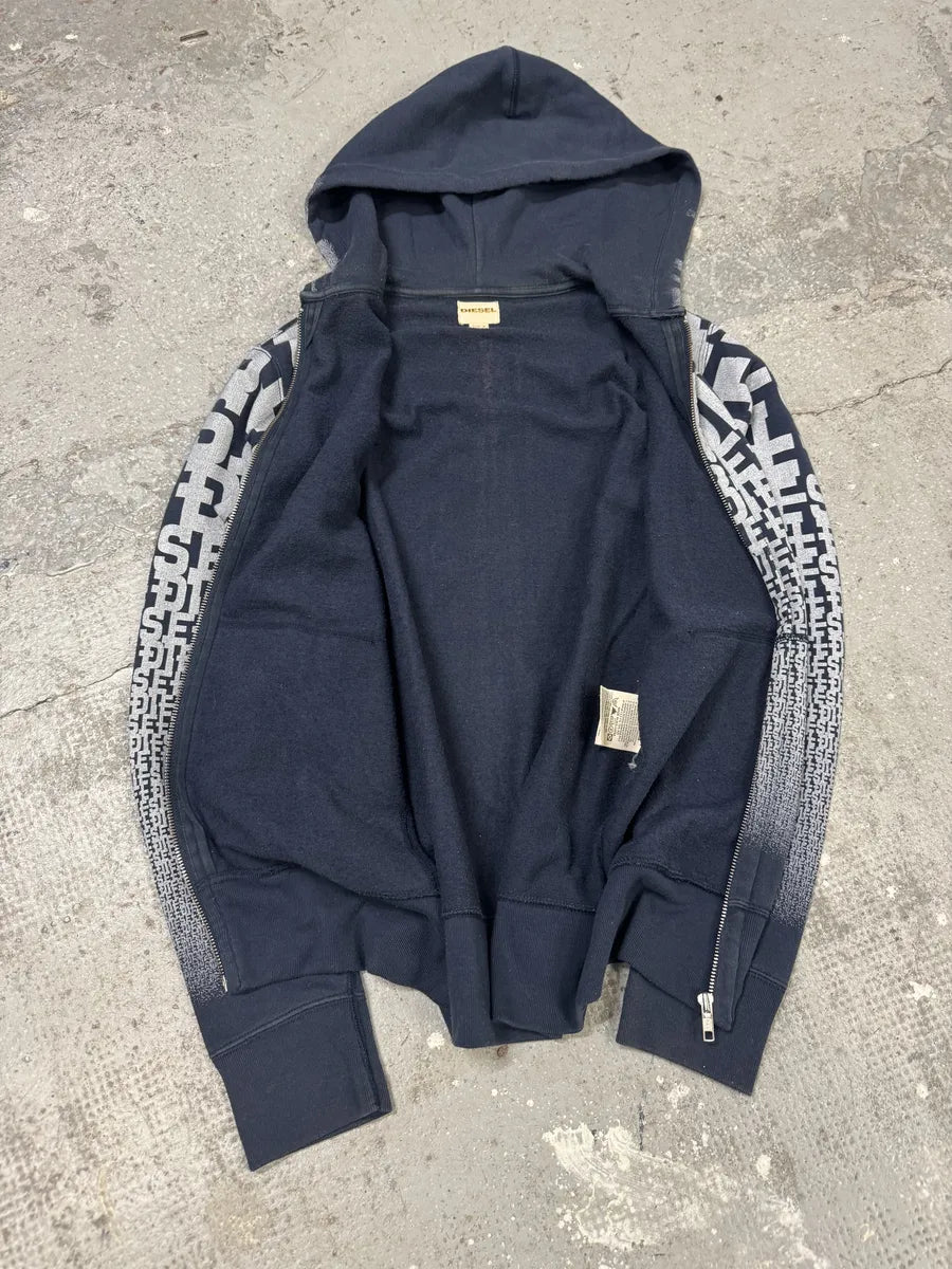 2000s Diesel 3D Logo Minimal Movement Navy White Sweater (M) 6