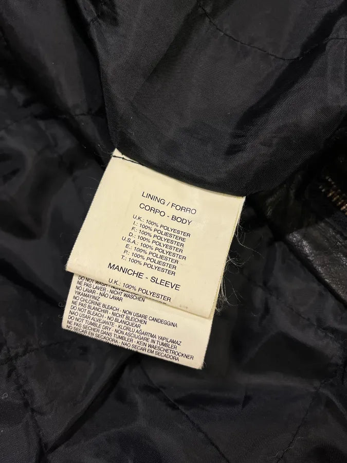 2000s Diesel Avant-Garde Biker Black Leather Jacket OwCNeOi 9