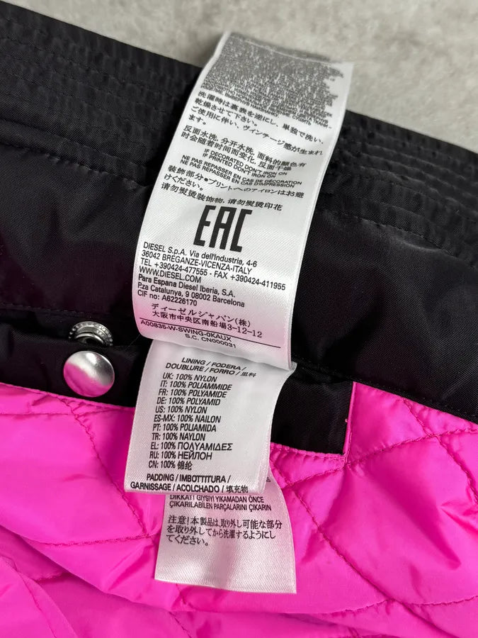 2000s Diesel Back Laced Black Bomber Jacket EubcIhg 10