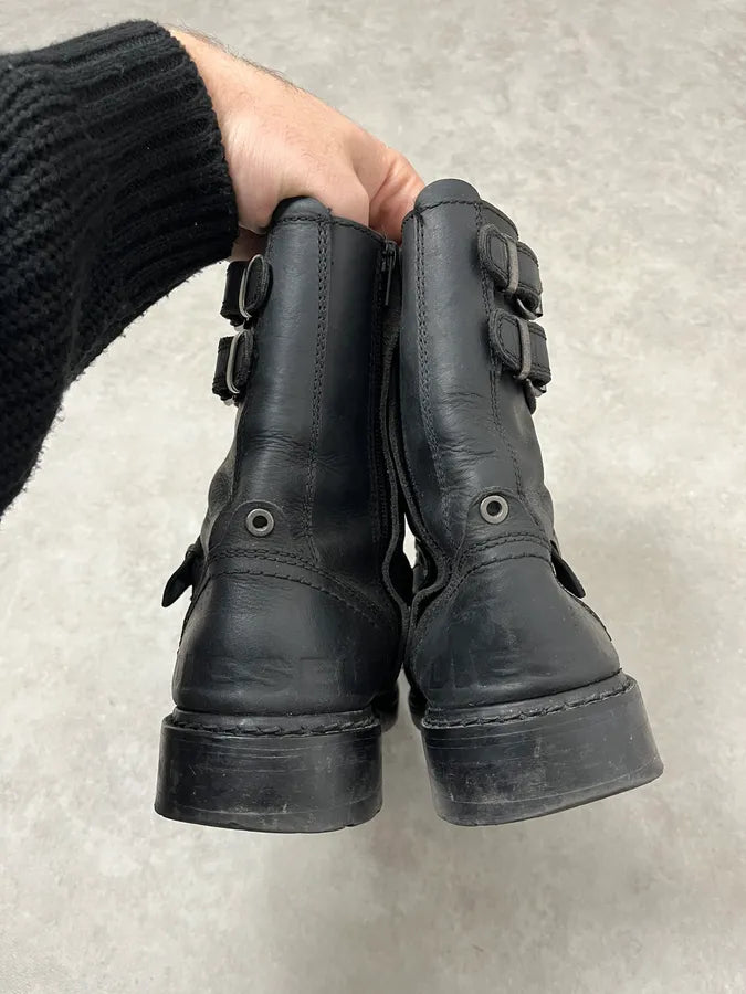 2000s Diesel Biker Black Leather Boots iCLaTWo 6
