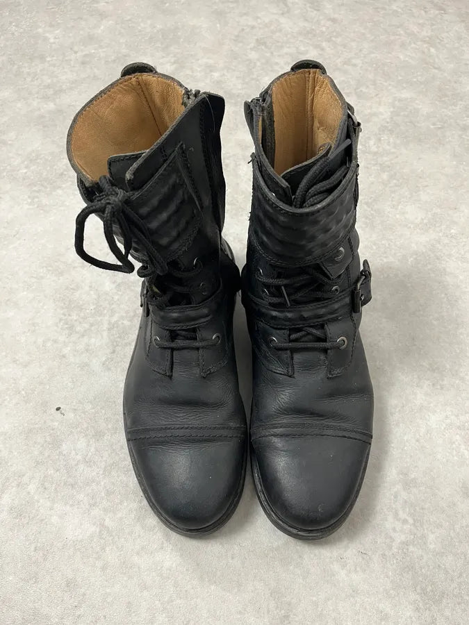 2000s Diesel Biker Black Leather Boots iCLaTWo 1