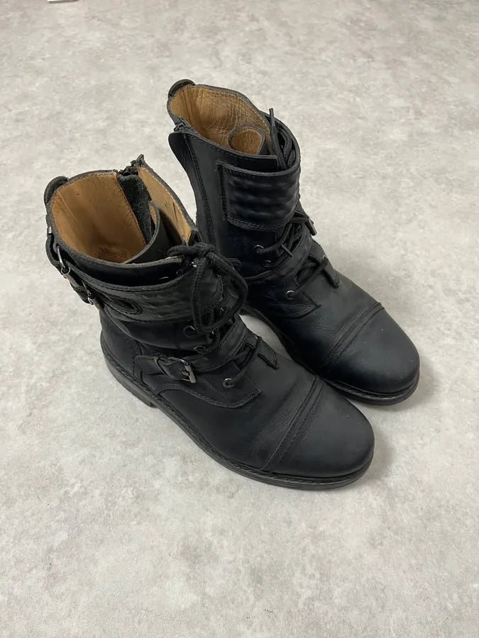 2000s Diesel Biker Black Leather Boots iCLaTWo 4