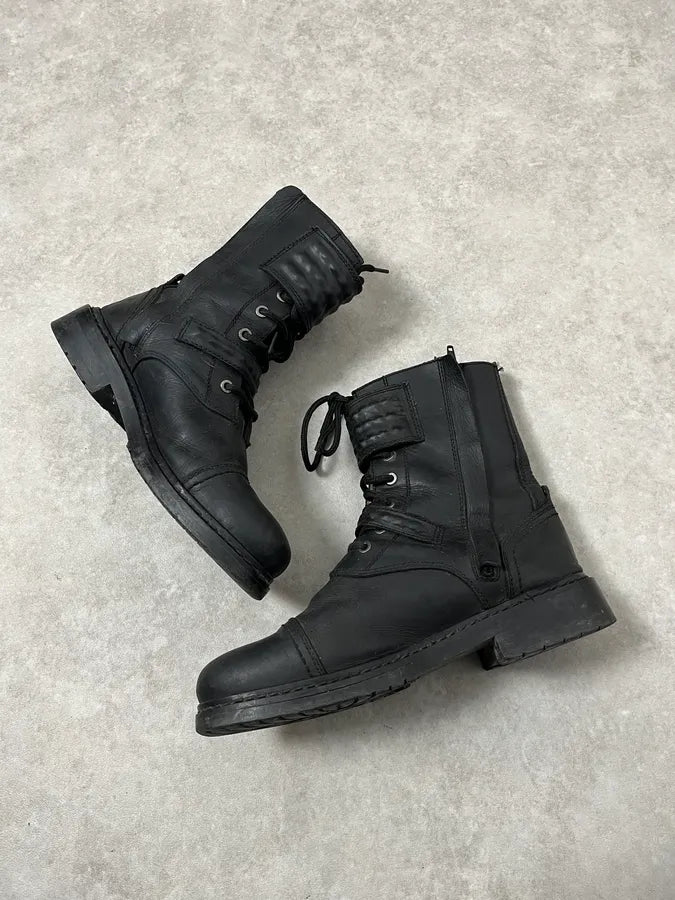 2000s Diesel Biker Black Leather Boots iCLaTWo 3
