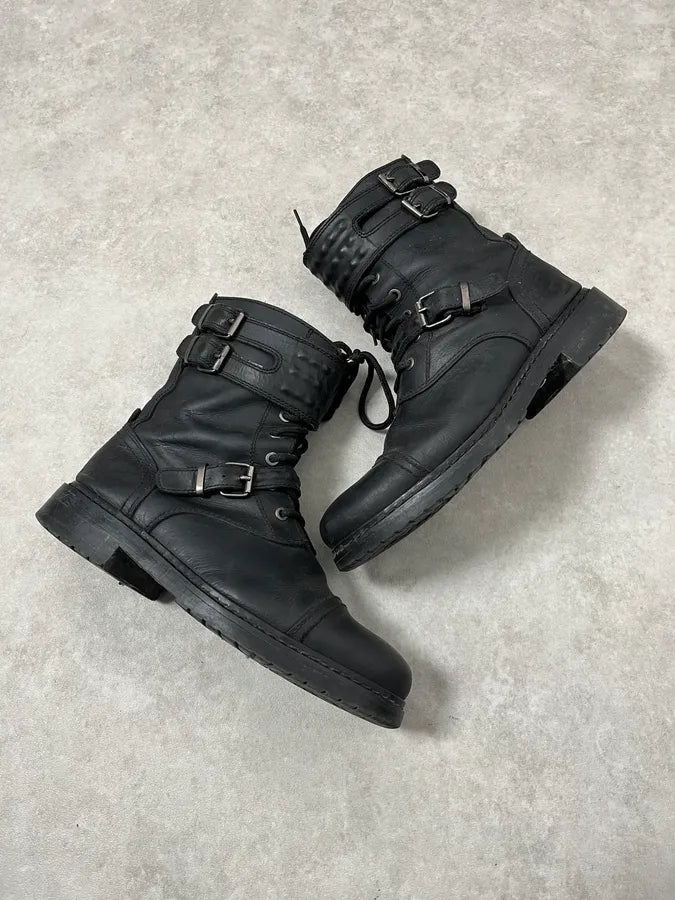 2000s Diesel Biker Black Leather Boots iCLaTWo 5