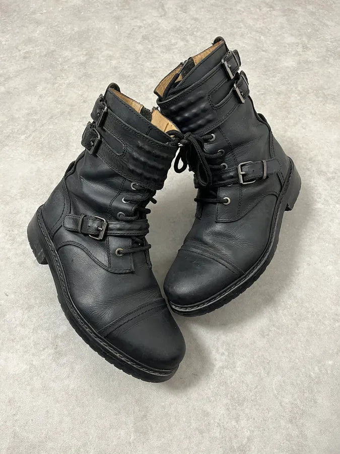 2000s Diesel Biker Black Leather Boots iCLaTWo 2