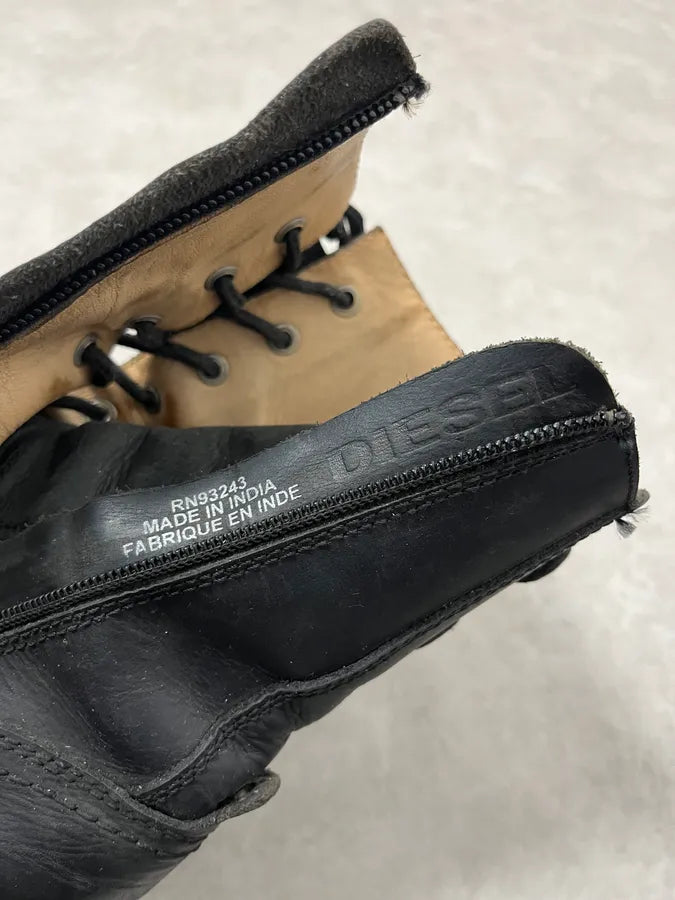 2000s Diesel Biker Black Leather Boots iCLaTWo 8