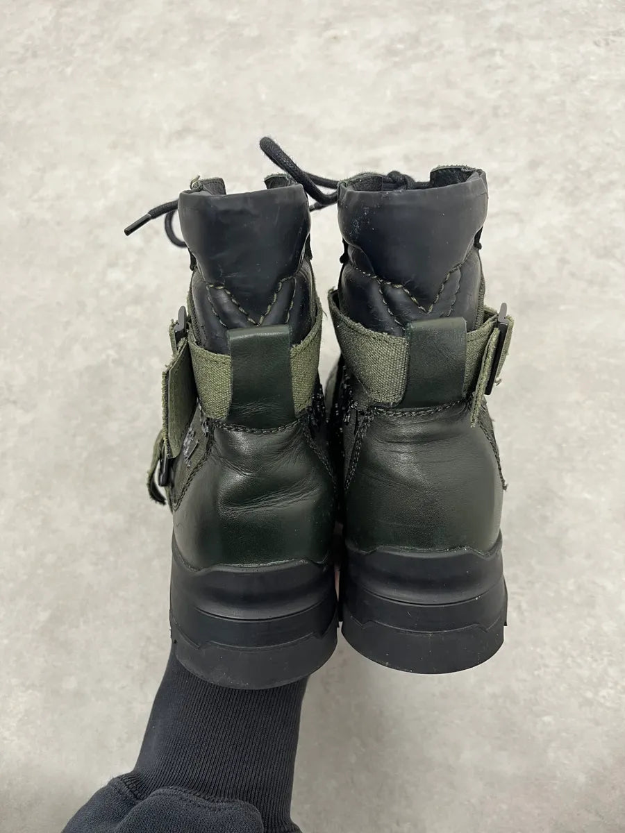 2000s Diesel Black & Green Military Combat Leather Boots BkhCHGr 5
