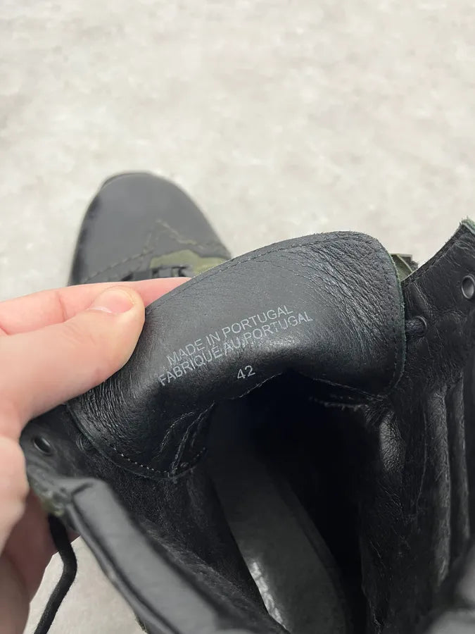 2000s Diesel Black & Green Military Combat Leather Boots BkhCHGr 7