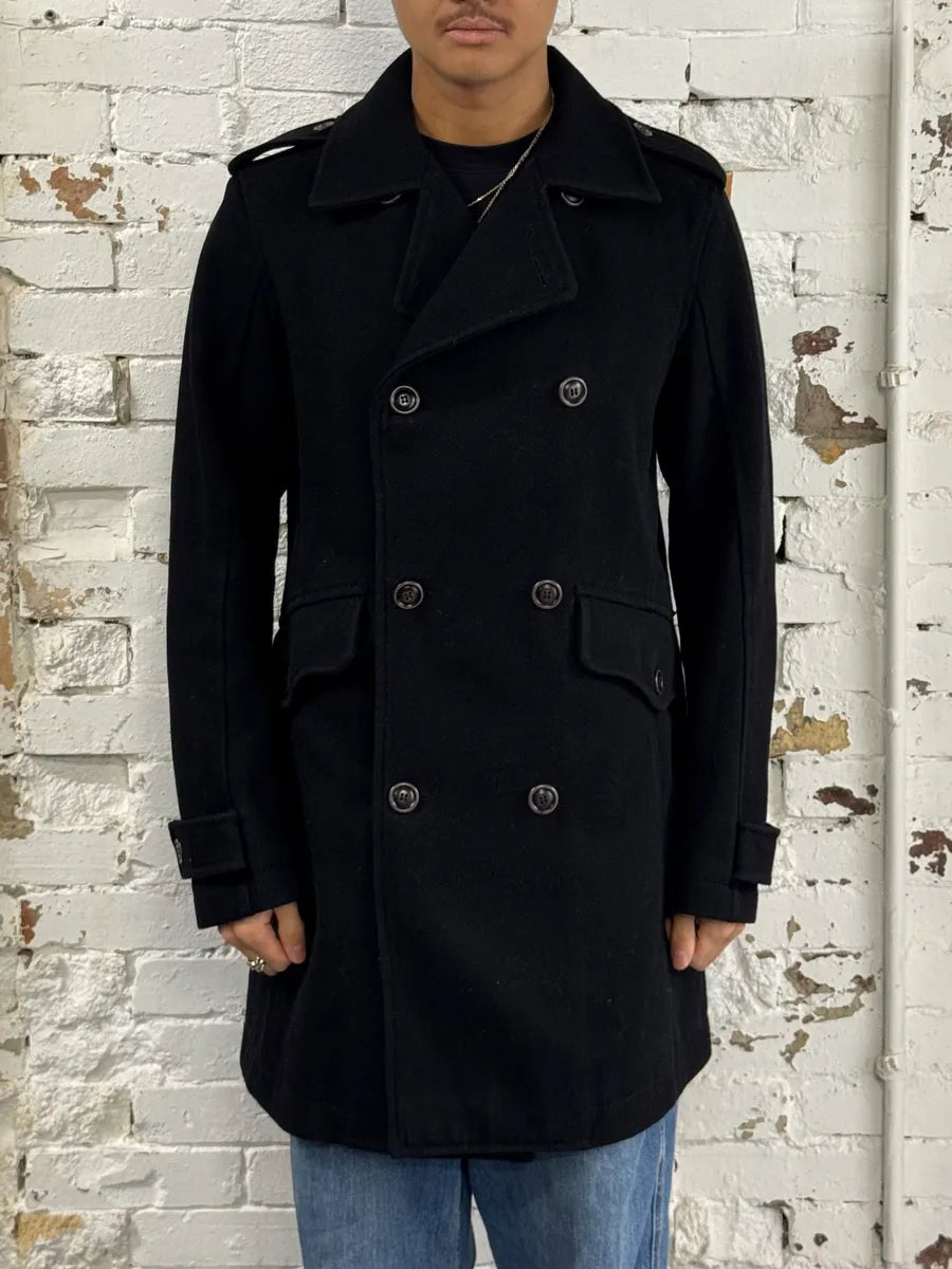 2000s Diesel Black Buttuoned Wool Duffle Coat YTCuLDs 1