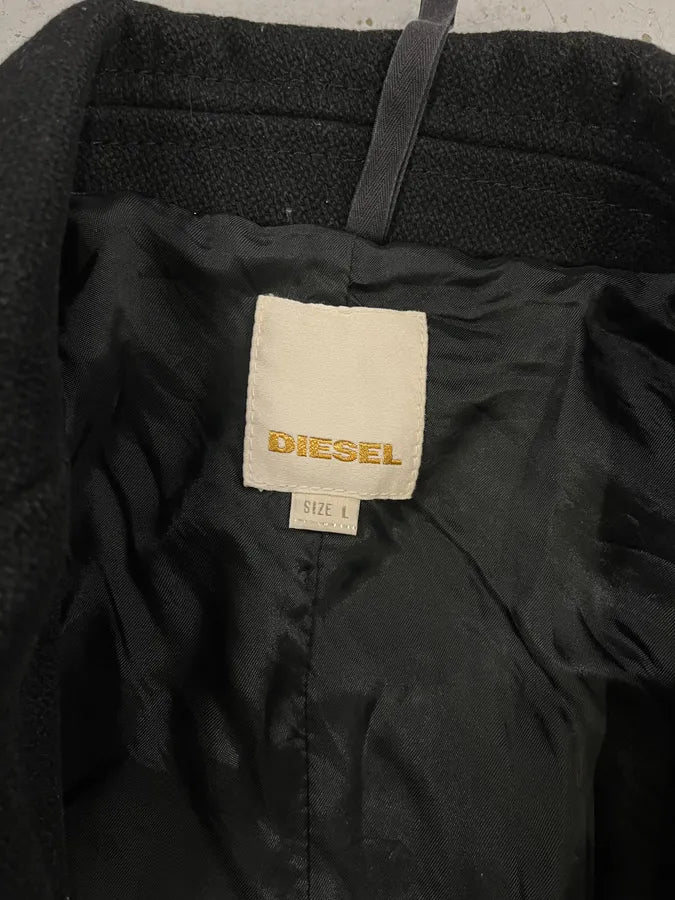 2000s Diesel Black Buttuoned Wool Duffle Coat YTCuLDs 7