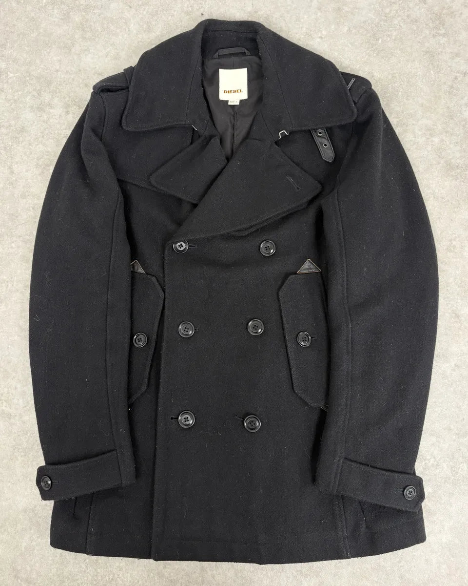 2000s Diesel Black Caban Buttoned Jacket bhBbuAv 0