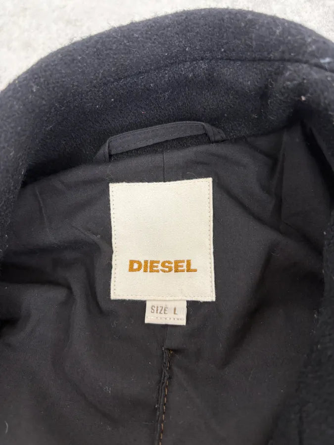 2000s Diesel Black Caban Buttoned Jacket bhBbuAv 7