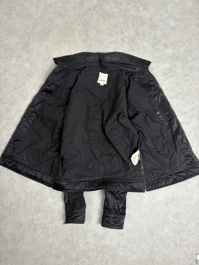 2000s Diesel Black Premium Satin Cargo Jacket vGeVkjX 12