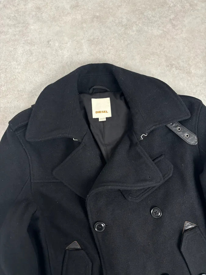 2000s Diesel Black Classy Wool Caban Jacket NTPWygL 3