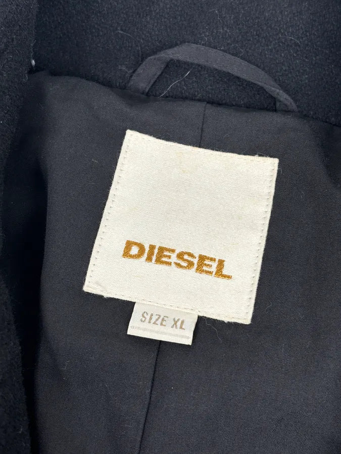 2000s Diesel Black Classy Wool Caban Jacket NTPWygL 9