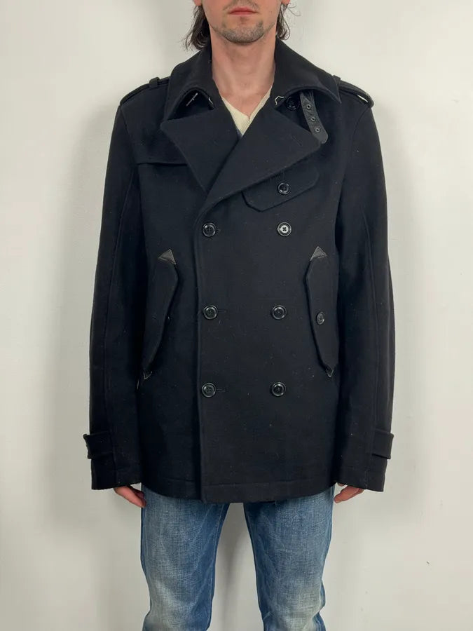 2000s Diesel Black Classy Wool Caban Jacket NTPWygL 1