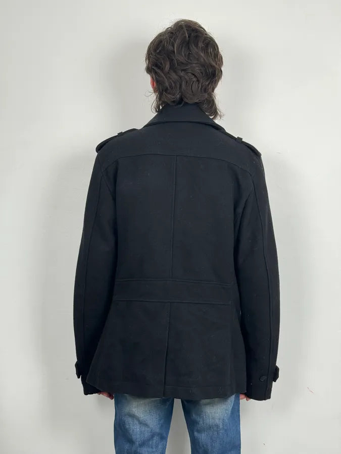 2000s Diesel Black Classy Wool Caban Jacket NTPWygL 2