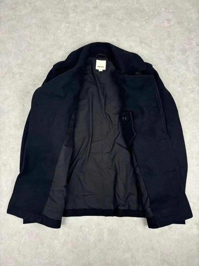 2000s Diesel Black Classy Wool Caban Jacket NTPWygL 6