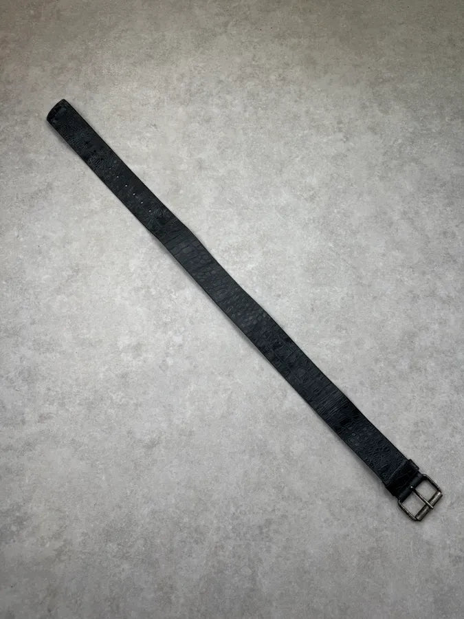 2000s Diesel Black Crocodile Skin Effect Leather Belt ALJyQqm 6