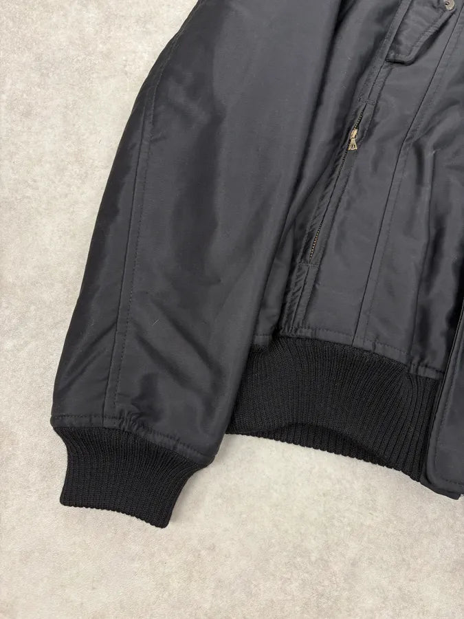 2000s Diesel Black Fur Collar Hooded Bomber Jacket OoKcqBQ 7