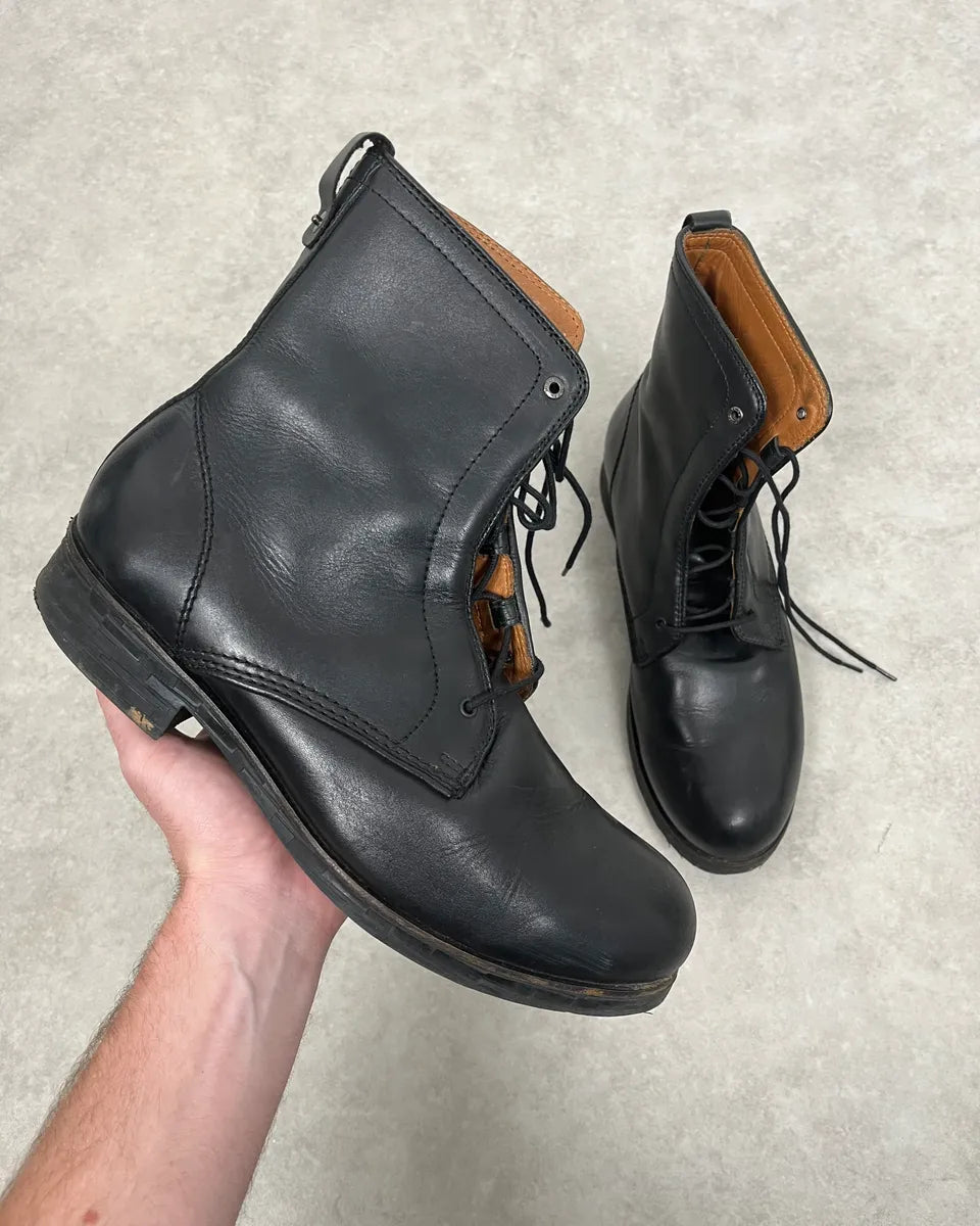 2000s Diesel Black High Leather Boots bNYewXc 0