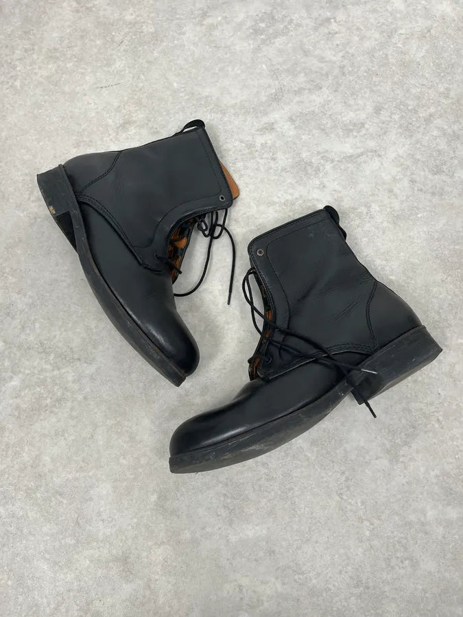 2000s Diesel Black High Leather Boots bNYewXc 4