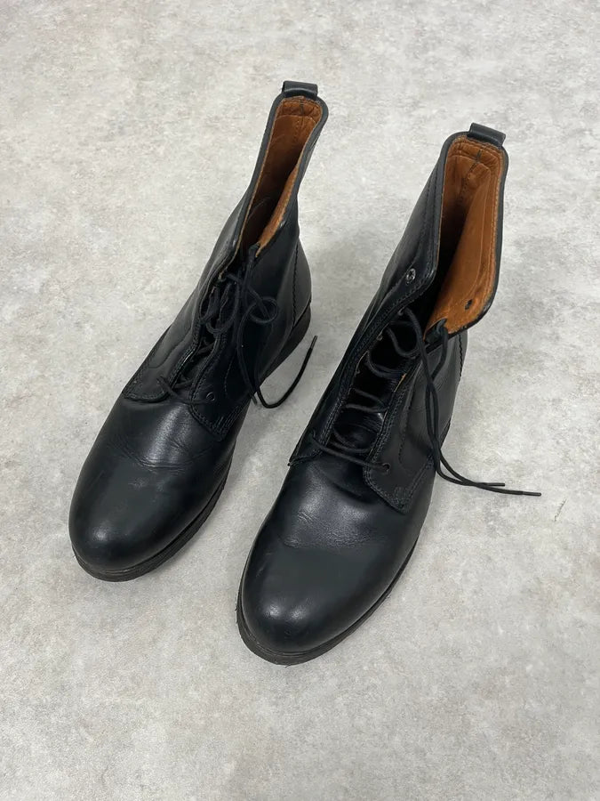 2000s Diesel Black High Leather Boots bNYewXc 5