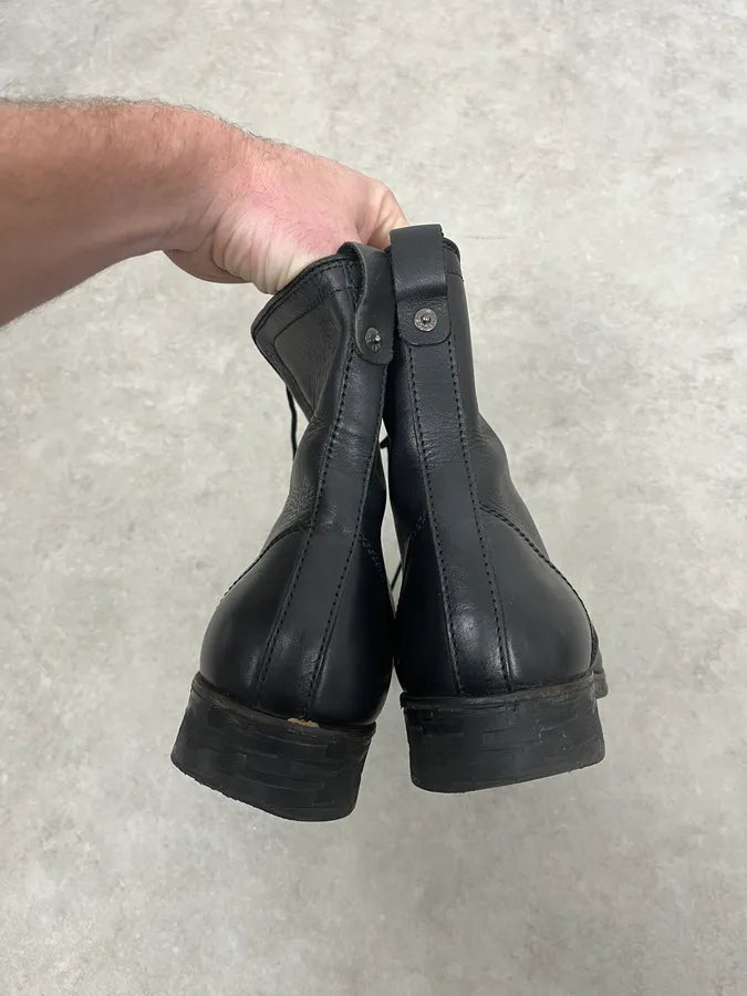 2000s Diesel Black High Leather Boots bNYewXc 7