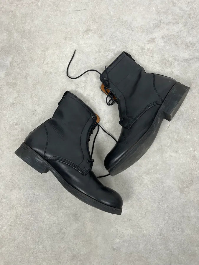 2000s Diesel Black High Leather Boots bNYewXc 8